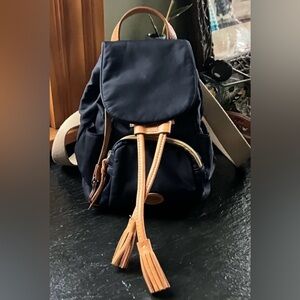 Stylish Dooney & Burke Mini Black and Tan Backpack